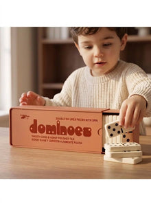 Happy Kiddo Professional Domino Set (Double-Six) with Wooden Box (28 Pieces) – For Fun Times with Family and Friends