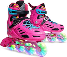 🔥 Cougar 313  Inline Skates for Kids – Adjustable Size (35–38), Featuring LED Lights, in a Stylish Pink Color 🔥